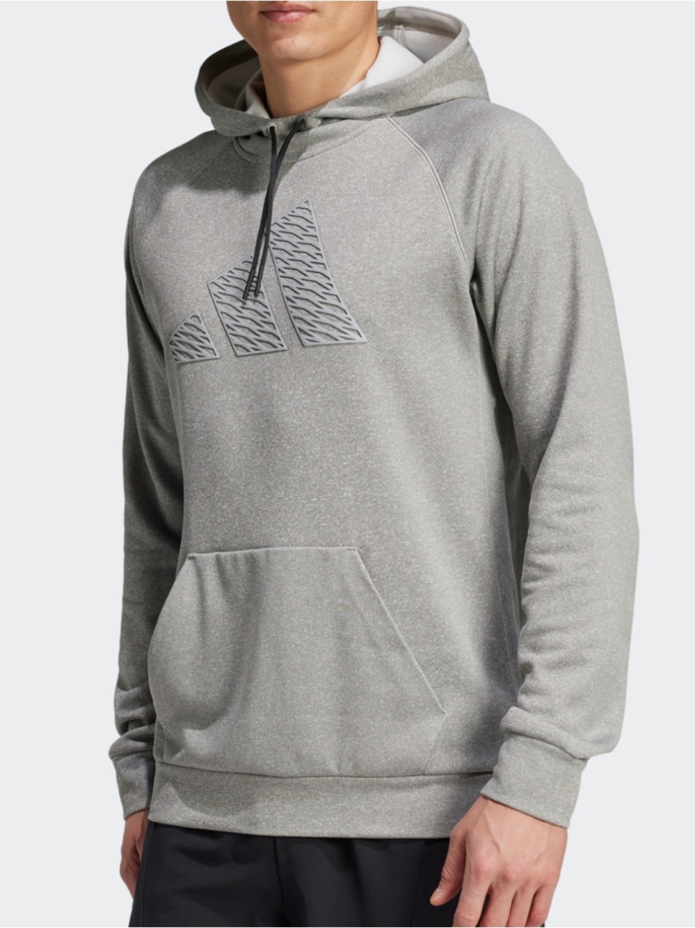 adidas Men's Light Gray Hooded Pullover Sweatshirt